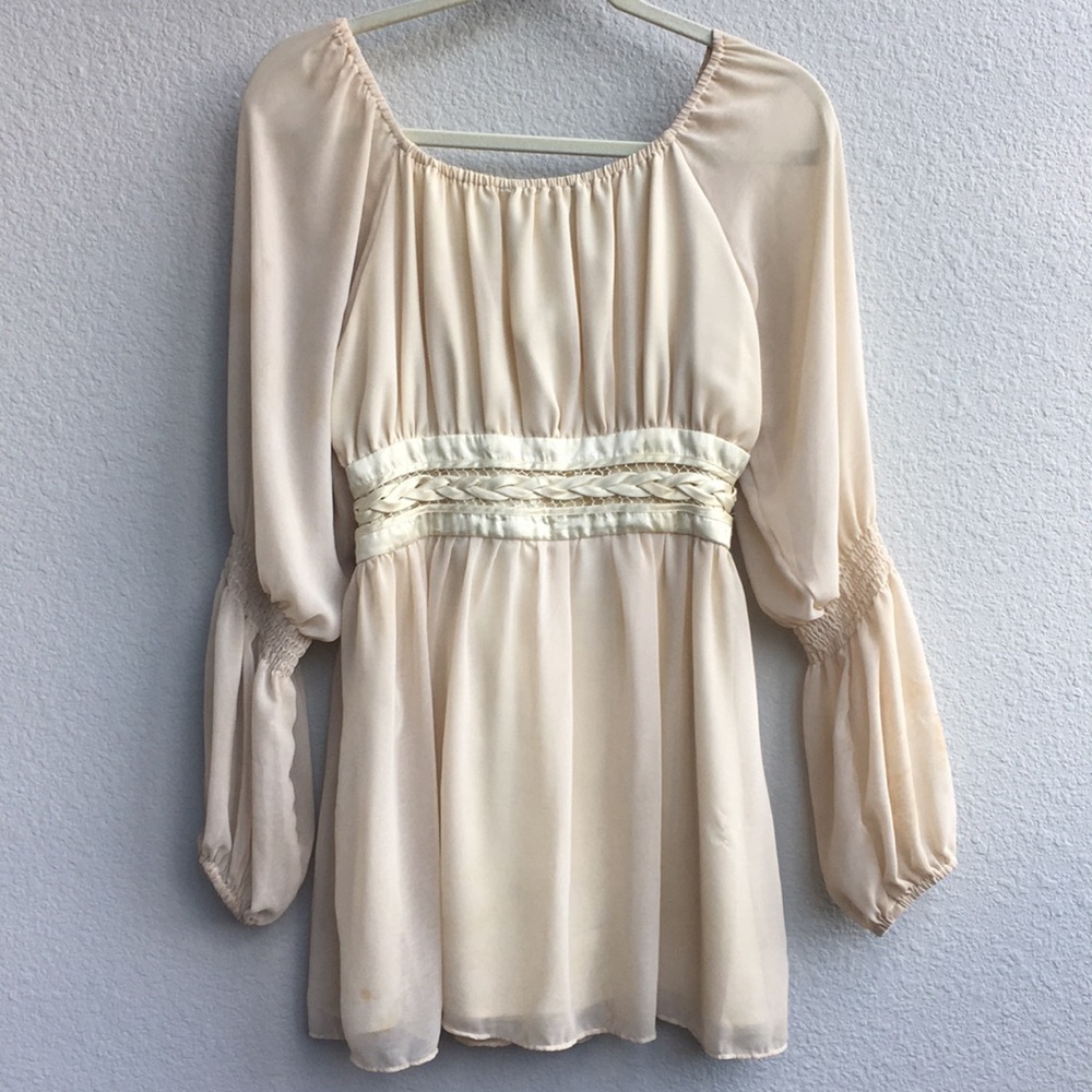 The Cutest Cream Boho Peasant Dress